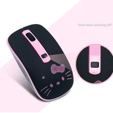 Беспроводная мышь, милая hello kitty, ультра тонкая компьютерная мышь, 1600 dpi, USB оптическая игровая мышь для ПК, ноутбука, подарок для девочек