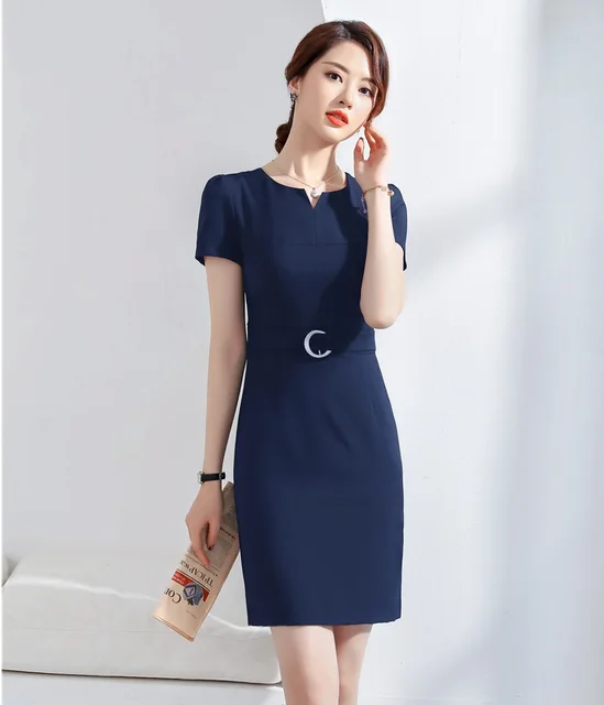 Uniform Styles Elegant Navy Blue Slim Hips Dresses For Women 2019 ...