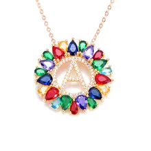 multicolor CZ micro pave zircon charm necklace fashion Gold 26 Alphabet letter pendant necklace letter necklaces multicolor CZ micro pave zircon charm necklace fashion Gold 26 Alphabet letter pendant necklace letter necklaces