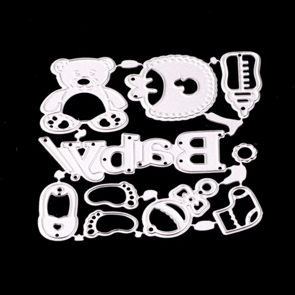 fityle Baby Accessories Metal Cutting Dies Stencils for Photo Album Scrapbook Baby Shower Party Card Making Decoration