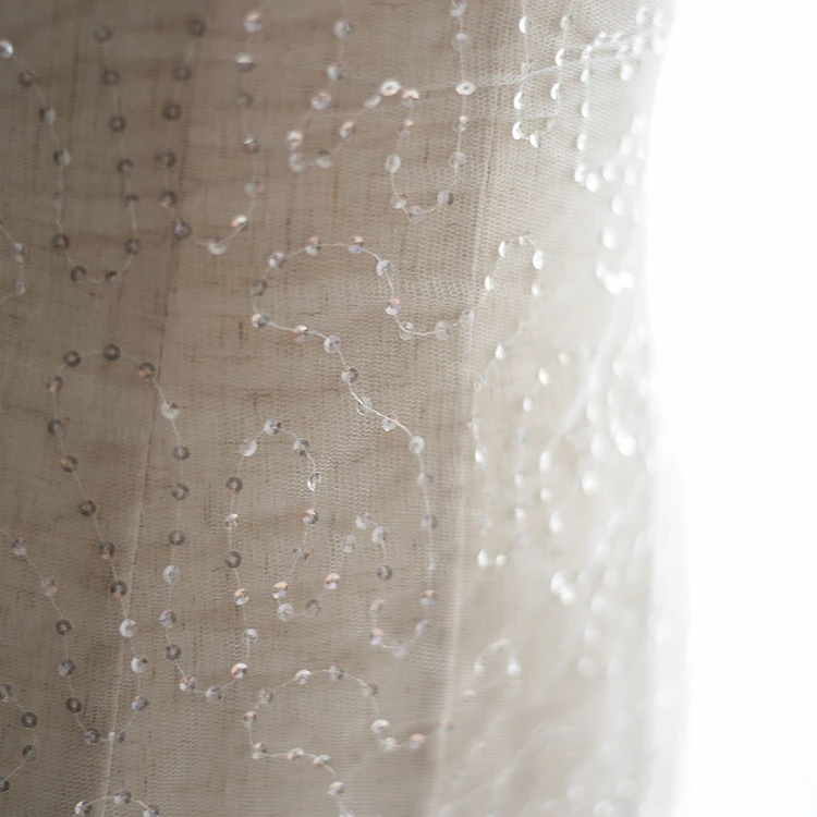 5 Ярд Необычные полупрозрачные блестки тюль кружева ткань в белом цвете для свадебного платья, платье-пачка вуаль для невесты, ткань Linnig