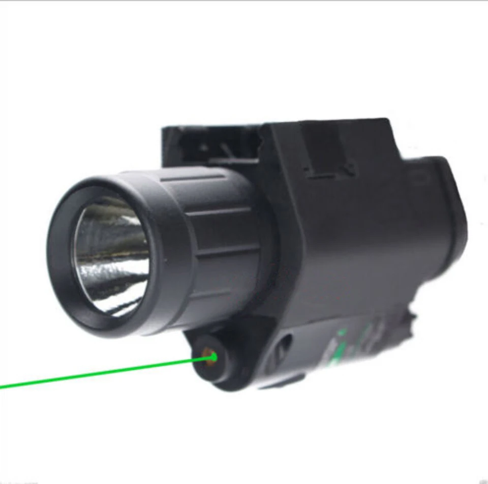2 in 1 Combo Tactical Pulsed Green Laser Sight with 200LM LED Q5 Flashlight for Hunting Rifle and Pistol Glock 17 19 22-3