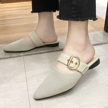 Summer New Fashion Stretch Mesh Flat Mules Women Shoes Lady Outdoor Slippers Soft Comfort Point Toe Low Heel Strap Sandals 2019 Summer New Fashion Stretch Mesh Flat Mules Women Shoes Lady Outdoor Slippers Soft Comfort Point Toe Low Heel Strap Sandals 2019