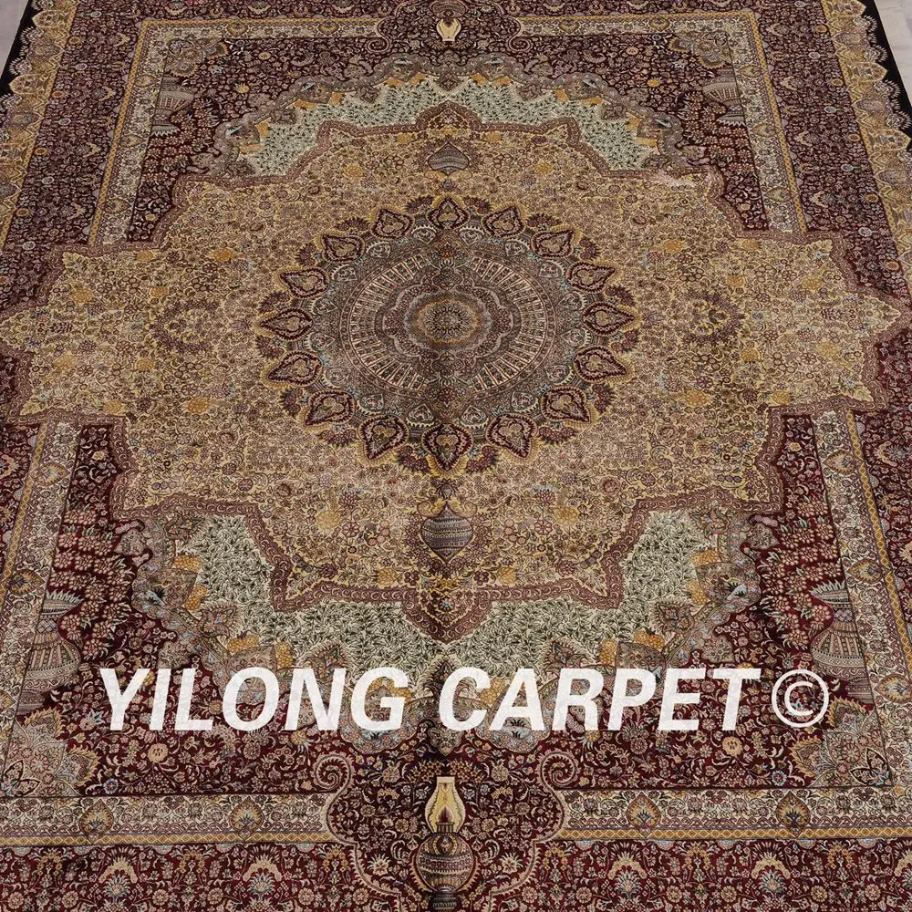 Yilong 9'x12 ручной работы турецкий персидский Ковры Античная традиционных Hereke шелковые ковры (lh142a9x12)