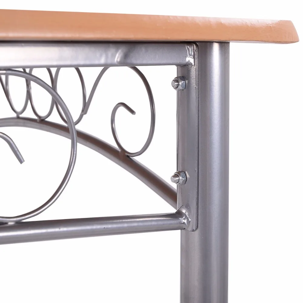 Goplus 5PCS Dining Room Set Wood And Metal Dining Table + 4 Dining Chairs Stylish Home Kitchen Modern Furniture HW52158