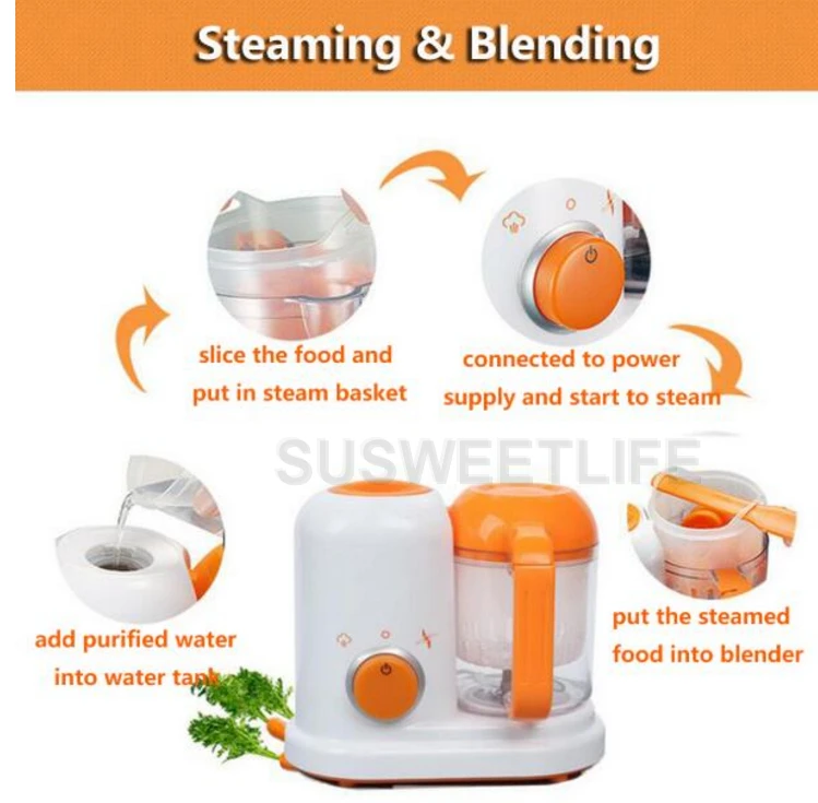 Electric Baby Food Maker All In One Toddler Blenders Steamer Processor BPA Free Food-Graded?PP EU?AC 200-250V Steam Food Safe