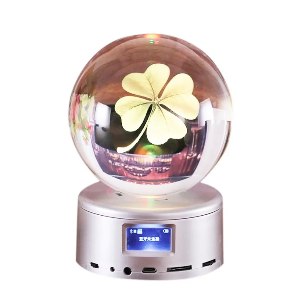 

80 mm Wireless Bluetooth Crystal Ball Music Box Rotate Bluetooth MP4 Base Remote Control Music Box For Valentine's Day