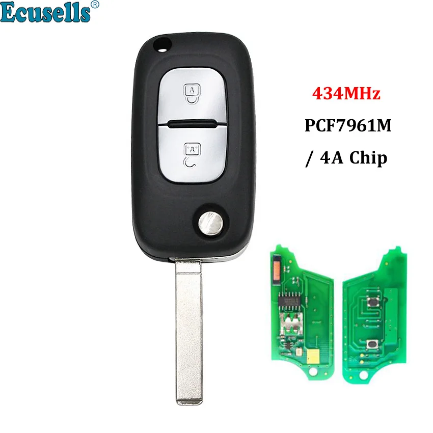 2 кнопки дистанционного ключа Fob 434 МГц PCF7961M 4A чип для Renault Symbol Megane 3 Captur Kadjar 2013 2017 VA2