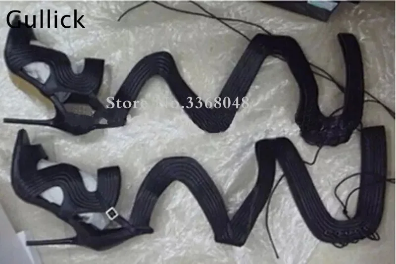 2018 Summer Fashion Lace-up Thigh High Woman Boot Over Knee Leather Gladiator Cut Out Sandal Boots High Heel Strappy Shoes Women's Shoes