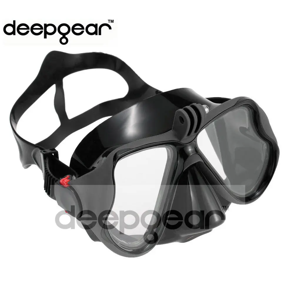 Черная маска для подводного плавания Deepgear для близоруких и близоруких, силиконовая маска для дайвинга для мужчин, крепление для камеры, морские маски для дайвинга для Gopro Hero Xiaomi