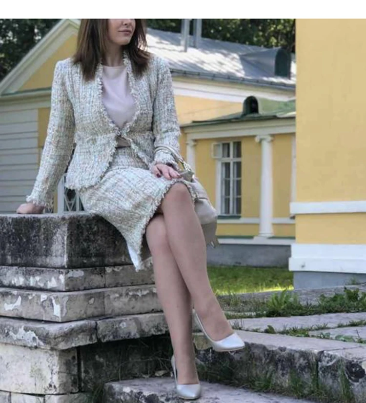 Women's skirt suit Professional tweed jacket + skirt 2020 spring / autumn / winter women's jacket ladies 2 piece skirt suit