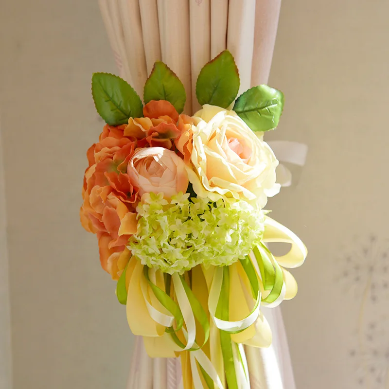  Wedding Bouquet Roses Artificial Flowers Ribbon Blue Hydrangea     (3)