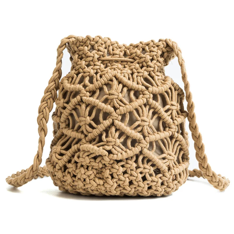 Hollow design rope deterioration package shoulder diagonal tassel luxury handbag female bag,brown Hollow design rope deterioration package shoulder diagonal tassel luxury handbag female bag,brown