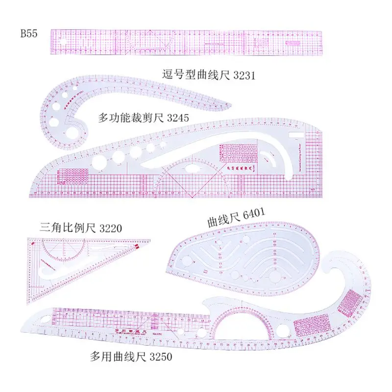 Линейка, французская кривая линейка для резки, линейка для швейных инструментов, измерительная линия для пошива одежды, прямая Линейка для пошива одежды - Цвет: 5A29511