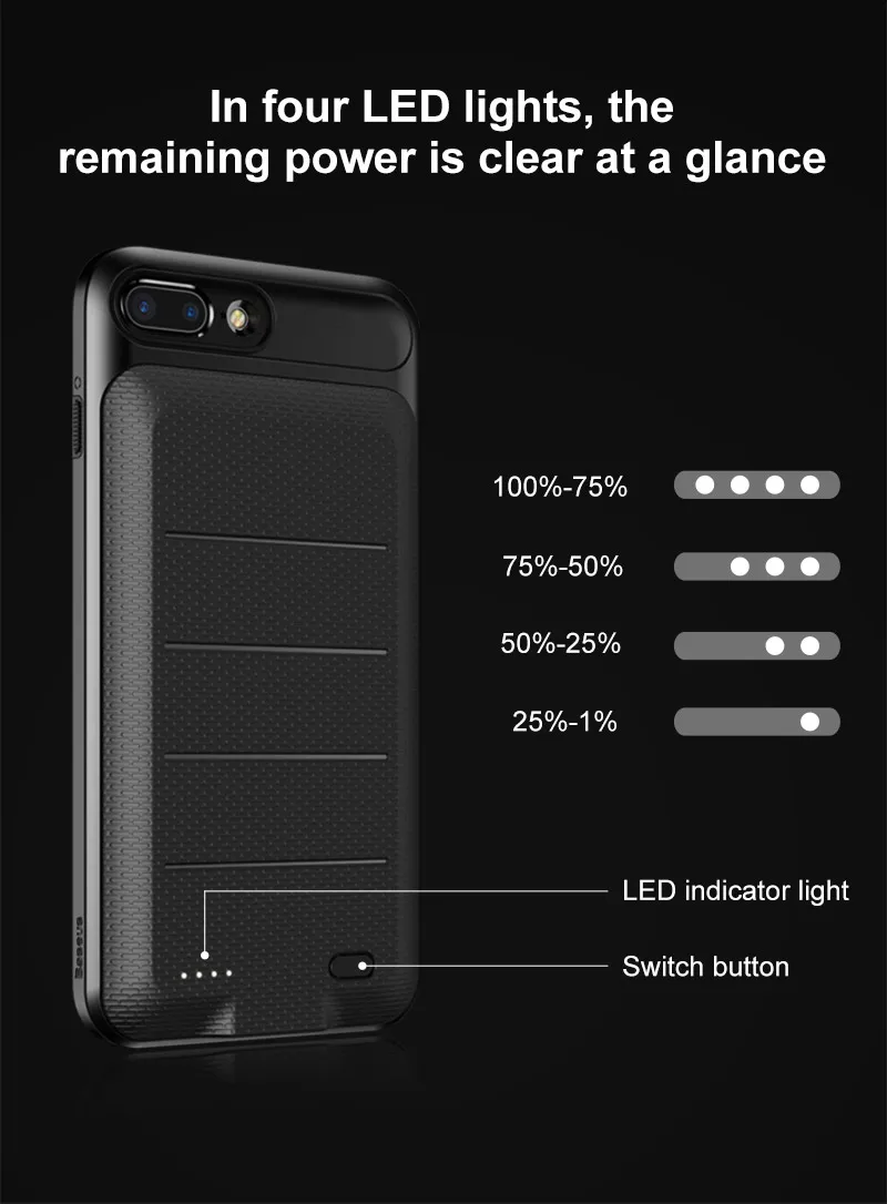 Baseus Smart Battery Case Dla iphone 7 8 6 6 s Przypadkach Baseus Smart Battery Case Dla iphone 7 8 6 6 s Przypadkach