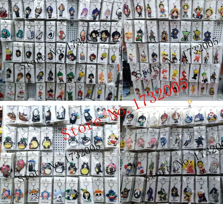 

New 500pcs Japanese anime mix Double-sided PVC Key Chain For Best Gift