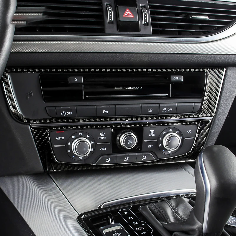 Автомобильная панель переключения передач декоративная рамка кондиционера контроль углеродного волокна наклейка Накладка для Audi A6 C7 RHD LHD авто аксессуары