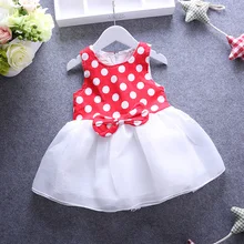 2017 Newborn Girl s Baby Dress Dots Minnie Bow Fashion Wave Point Sleeveless Vest Dress New