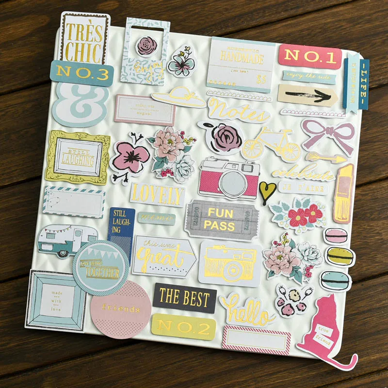 

KLJUYP 48pcs Fun Pass Cardstock Die Cuts for Scrapbooking Happy Planner/Card Making/Journaling Project