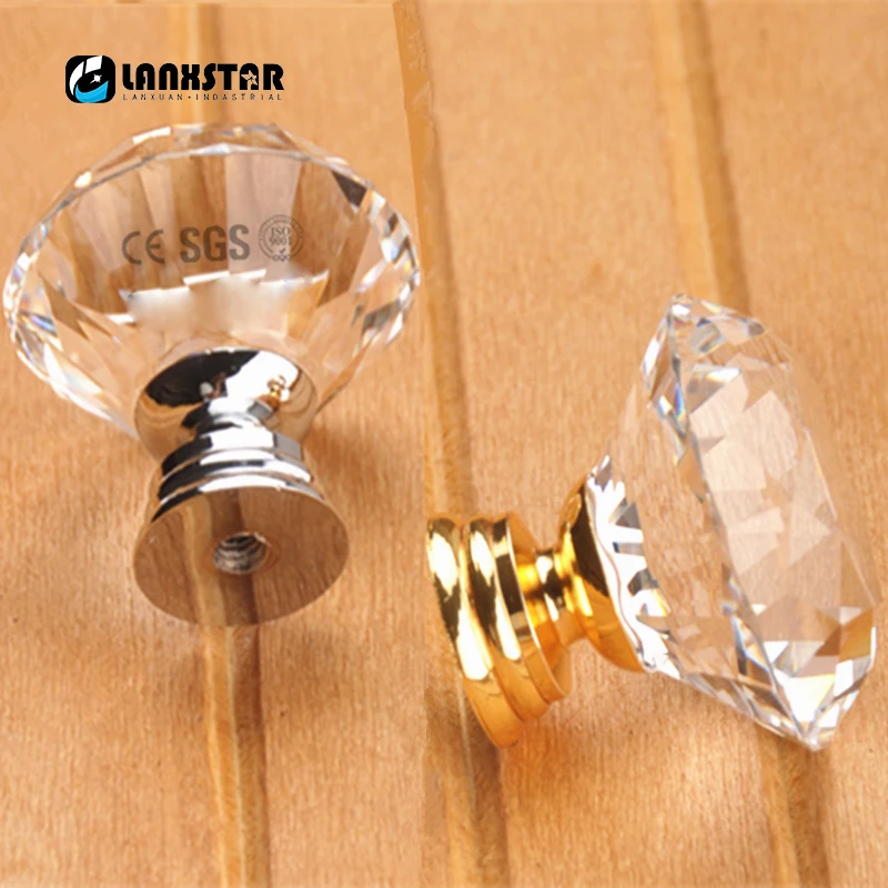 HOTEU 8 Piezas De Corte De Diamante Cristal Transparente Caj/ón De Cocina Perilla De Puerta Armario Tirador Herrajes Con Tornillo Para El Caj/ón Del Gabinete
