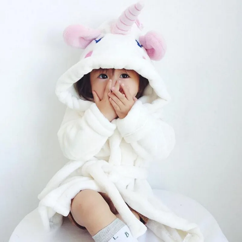 Girls Unicorn Bathrobe Hooded Dressing Gown Cartoon Animal Flannel Sleepwear Nightwear Towelling Bath Rope for Kids White Girls Unicorn Bathrobe Hooded Dressing Gown Cartoon Animal Flannel Sleepwear Nightwear Towelling Bath Rope for Kids White