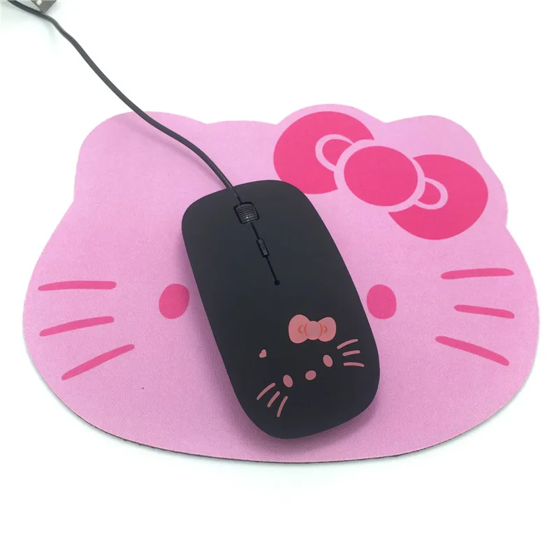 Высокое качество розовый hello kitty USB проводной кабель мышь девушка симпатичная из