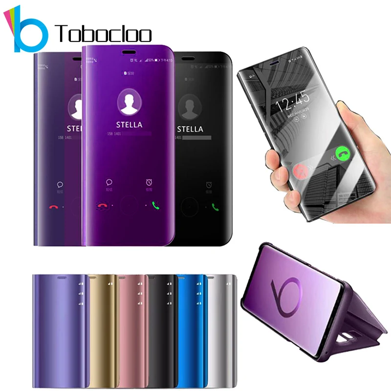 Умный зеркальный флип-чехол для Samsung Galaxy S9 S8 S7 Edge S6 Plus чехол A5 A7 A3 A8 2017 A6 2018 J2 J5 J7 Neo