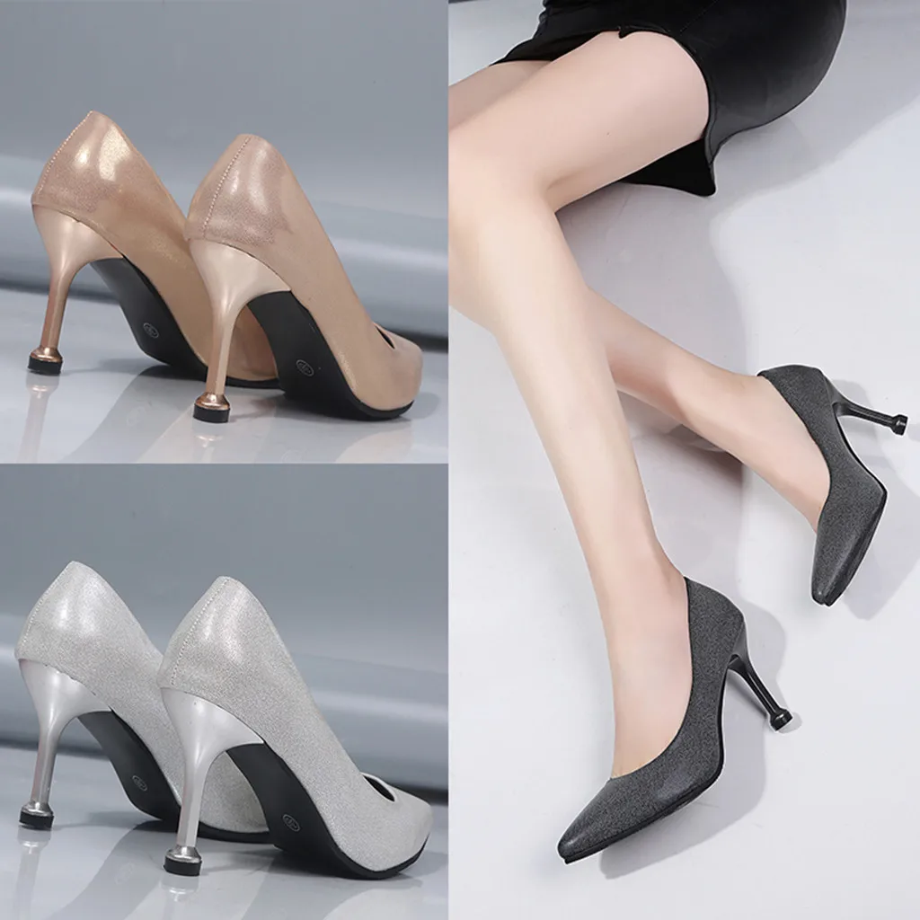 Jaycosin Summer Women's Ladies Fashion Solid Pointed Toe High Thin Heels Single Work Soft Texture Shoes 2019 Apr3 p40 | Обувь