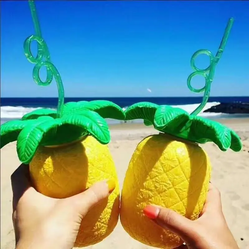 Creative Fruit Shaped Travel Cup Reusable Beach Tumbler Twisty Straw