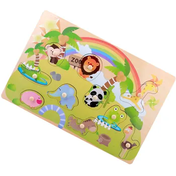 

Hand Grab Cognitive Plank Children Wood Toys Education Learning Puzzle Board Toys Fruits Vegetables Animals