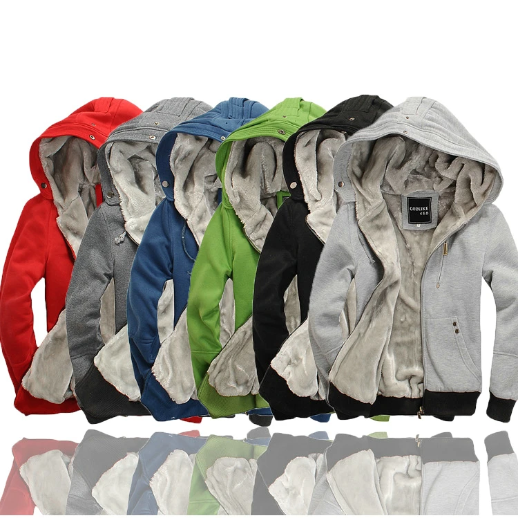 NEW Men&#39;s Sherpa Lined Thickened Thick Winter Warm Fleece Hoodies Hooded Sweatshirt Jacket ...