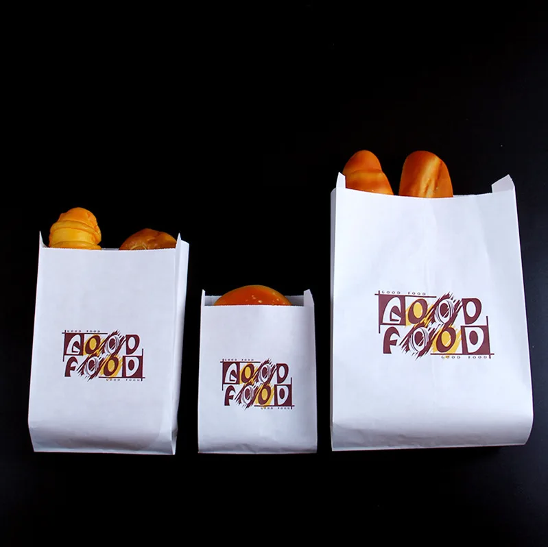 100 Pcs Oil Proof Kraft Paper Bags Food Paper Bag White Small Packing