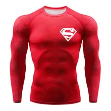 Новинка,, Мужская футболка для бега с Суперменом, рашгардом, компрессионная футболка с длинным рукавом, футболка для спортзала, футболка для фитнеса, спортивная рубашка