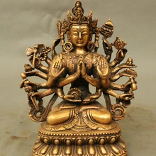 Bi003440 Китайский Буддизм Бронзовый 1000 Руки Гуань Инь Гуань-Инь Lotus Сиденья Статуя Скульптура