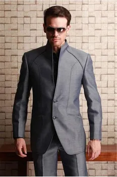 

New Arrival Grey Terno Slim Fit Formal Blazer 2Pieces Wedding Suits For Men Custome Homme Tuxedos Jacket+Pant Latest