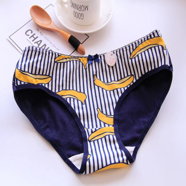 HUI GUAN Fruit Banana Patterned Cartoon Underwear Women Soft Cute