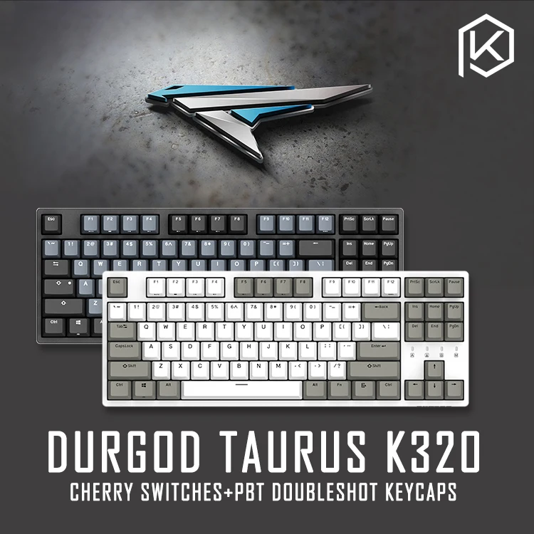 Comprare Durgod 87 toro k320 tastiera meccanica utilizzando switch cherry mx doubleshot pbt copritasti marrone blu nero rosso argento interruttore