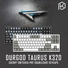 Durgod 87 taurus k320 mechanische toetsenbord met cherry mx switches pbt doubleshot keycaps bruin blauw zwart rood zilver schakelaar