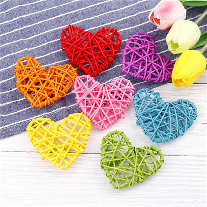 

5pcs/set 7cm Colorful Cute Heart Rattan Ball Sepak Takraw DIY Ornament Birthday Home Party Wedding Decoration Gifts Supplies