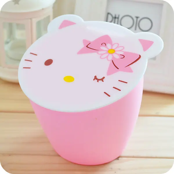 Kawaii Kitty Cat Mini Plastic Desktop Debris Storage Box.Dustbin.Trash