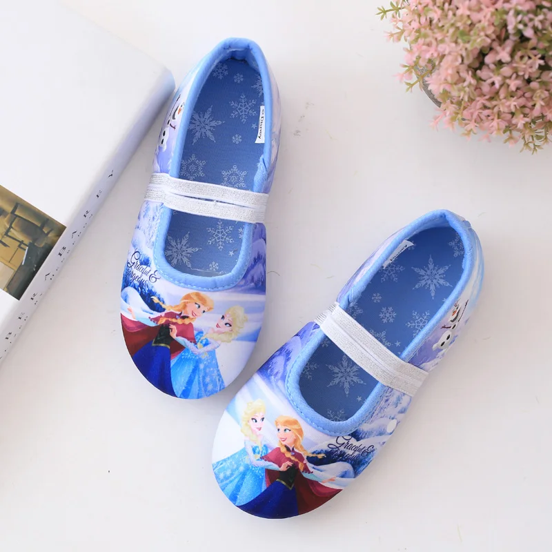 New style 1pairs Children girl's spring printed Elsa&Anna girl cartoon princess shoes Home Shoes soft Bottom