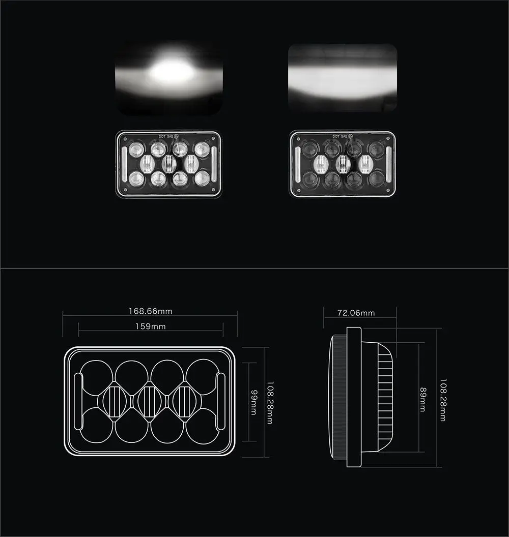 Marloo 1 шт. 4x6 ''Светодиодный точечный черный фара DRL лампа для Honda XR250 XR400 XR650 Suzuki DRZ грузовик 6X4 дюймов фары