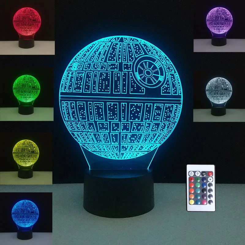 Creative Death Star 3D Lamp LED Night Lights USB Mood Light Multicolor Touch Kids Lamps Home Baby Luminaria Lava | Лампы и освещение