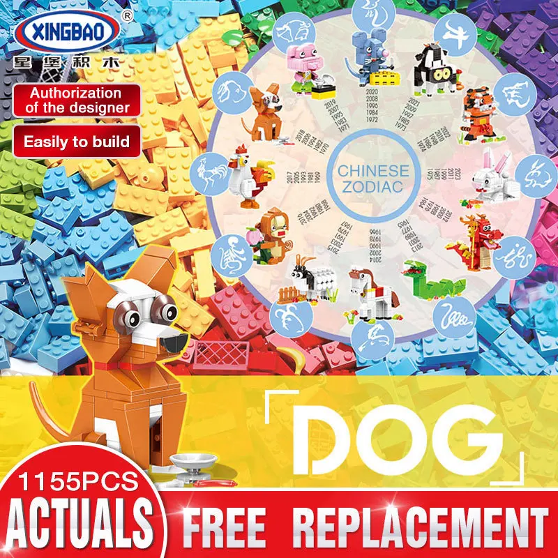 

XINGBAO 18001 New 1155Pcs The Chinese Zodiac Set Building Blocks Bricks Funny Educational Toys For Children As Birthday Gifts