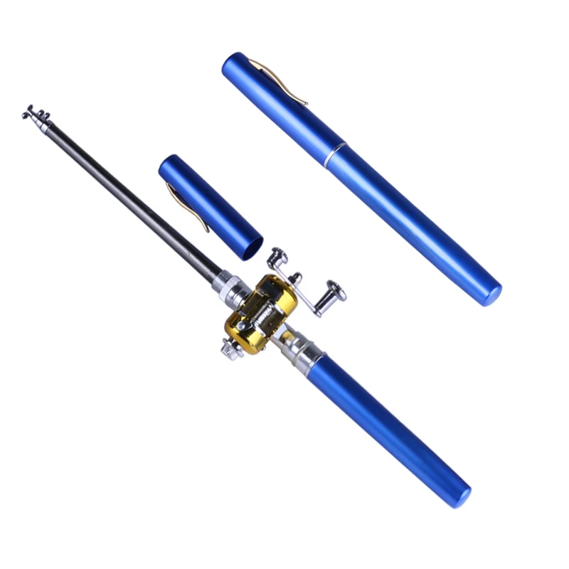 

Fishing Rod Pen Portable Pocket Telescopic Mini Fishing Pole Pen Shape Folded Fishing Rods With Reel Wheel