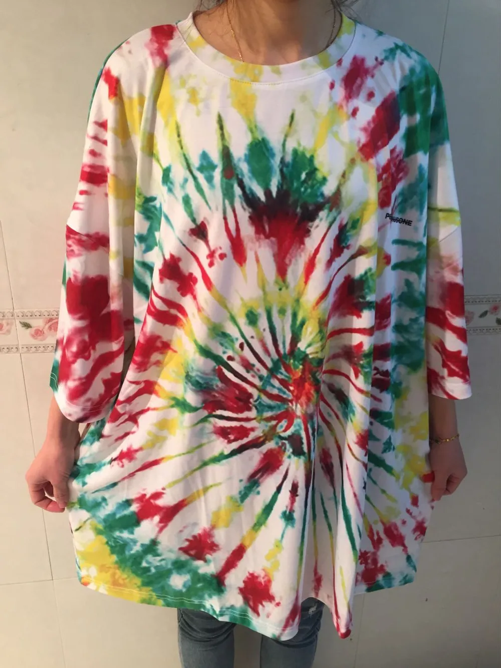 

Plus Size XXL 2XL Tie Dye Gradient Half Sleeve Loose T-shirt Korean Hippie Paisley Skateboard Top Rainbow Tee Hip Hop Tops