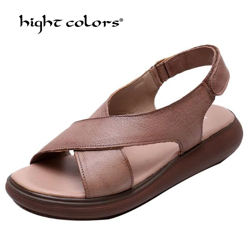 

Brand 2019 Summer Gladiator Rome Casual Sandals Women Shoes Sandalia Feminina Genuine Leather Platform Heel Comfort Sandals T88