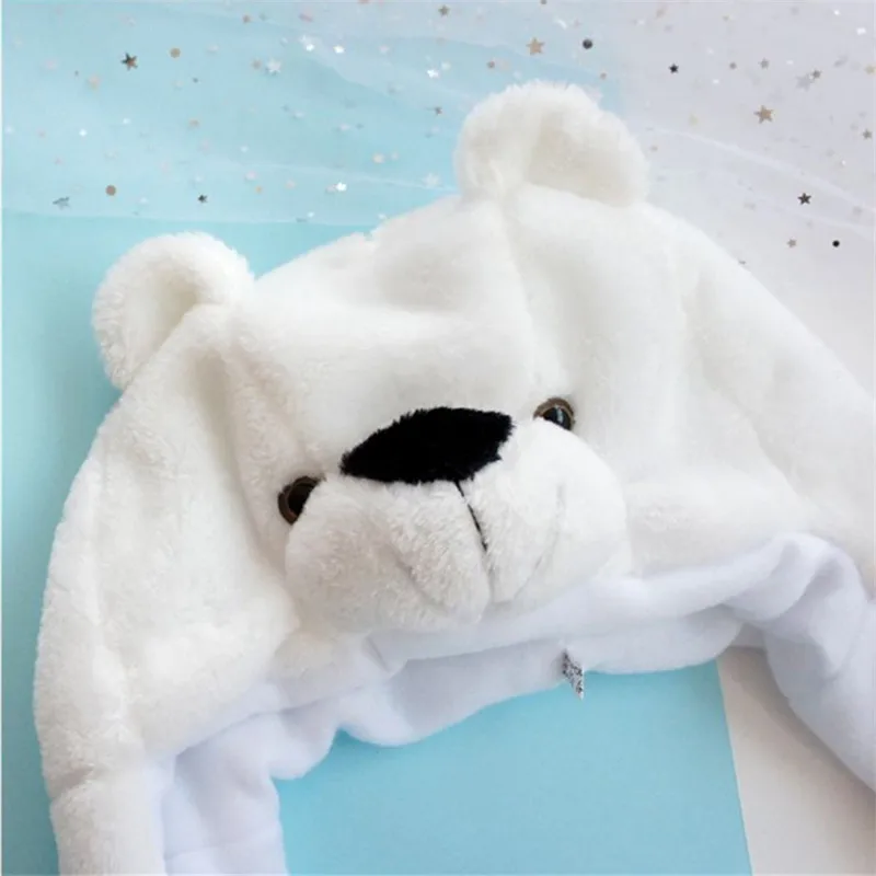 Полярный медведь мультфильм животных плюшевая шапка детская зимняя теплая шапка комбинированный шарф и перчатки