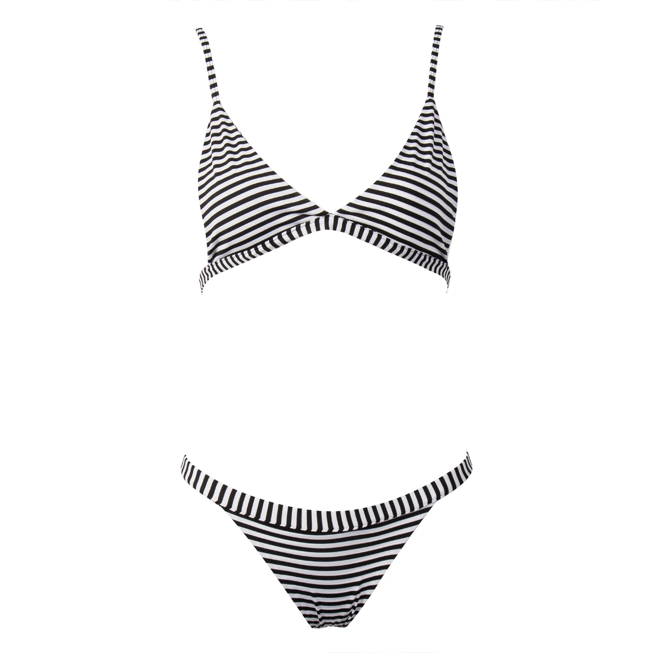 Summer Womens Unpadded Beach Striped Buckle Straps Swimwear Triangle Bra Bikini Set Bathing