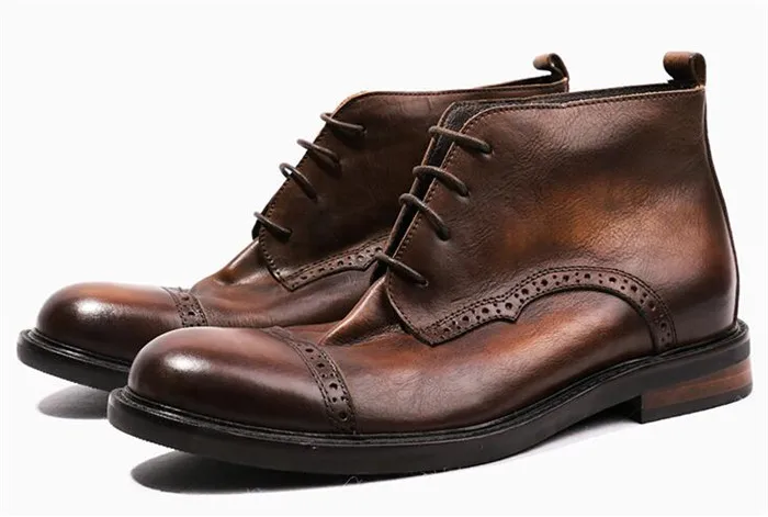 

Retro Martin boots men's carved cow leather European and American fashion tooling boots leather British outdoor casual leather